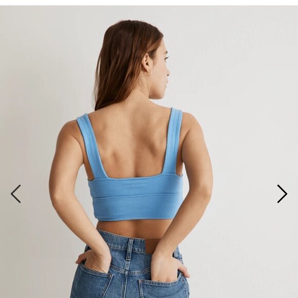 Madewell Cutout Knot Front Crop Tank Top NJ776 blue S - Picture 2 of 4